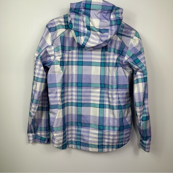 Columbia Girls Jacket Large Hooded Plaid Windbreaker Raincoat Rain - Picture 5 of 13